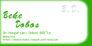 beke dobos business card